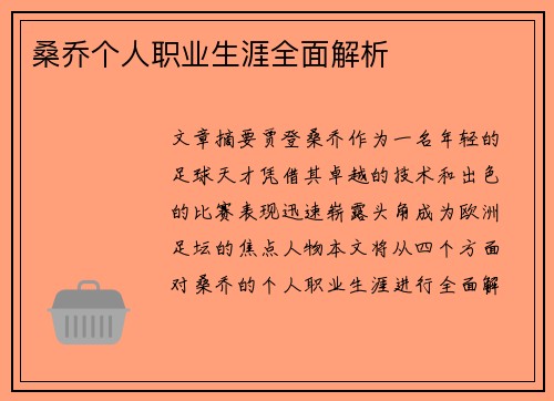 桑乔个人职业生涯全面解析
